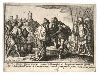 Abraham en Melchisedek door Wenceslaus Hollar